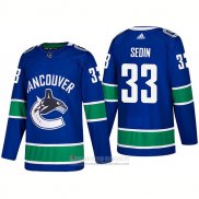 Camiseta Hockey Vancouver Canucks 33 Henrik Sedin Primera Premier 2017-2018 Azul