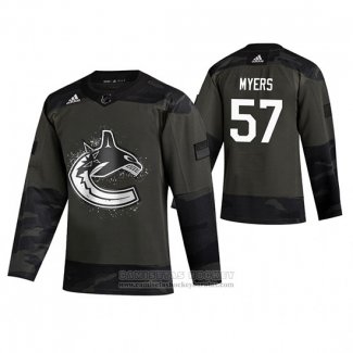 Camiseta Hockey Vancouver Canucks Tyler Myers 2019 Dia De Los Veteranos Camuflaje