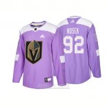 Camiseta Hockey Vegas Golden Knights 92 Tomas Nosek Autentico 2018 Fights Cancer Violeta