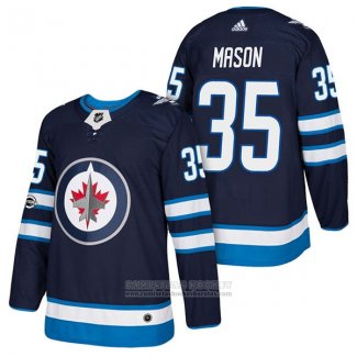 Camiseta Hockey Winnipeg Jets 39 Steve Mason Autentico Primera 2018 Azul