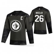 Camiseta Hockey Winnipeg Jets Blake Wheeler 2019 Dia De Los Veteranos Camuflaje