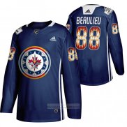 Camiseta Hockey Winnipeg Jets Nathan Beaulieu 2020 Wasac Night Indigenous Heritage Azul