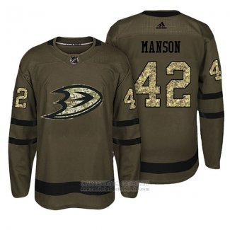 Camiseta Hockey Anaheim Ducks 42 Josh Manson Verde Militar