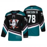 Camiseta Hockey Anaheim Ducks Olle Eriksson Ek Alterno 25 Aniversario Autentico Negro Tercera