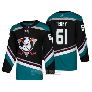 Camiseta Hockey Anaheim Ducks Troy Terry Alterno 25 Aniversario Autentico Negro