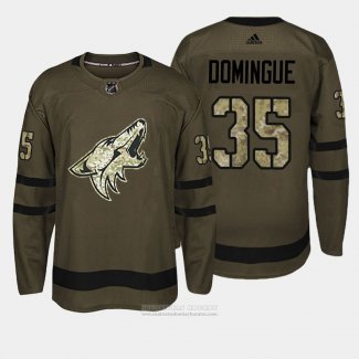 Camiseta Hockey Arizona Coyotes 35 Arizona Louis Domingue Verde Salute To Service