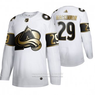 Camiseta Hockey Colorado Avalanche Nathan Mackinnon Golden Edition Limited Blanco