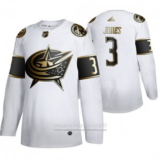 Camiseta Hockey Columbus Blue Jackets Seth Jones Golden Edition Blanco