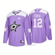 Camiseta Hockey Dallas Stars 12 Radek Faksa Autentico 2018 Fights Cancer Violeta