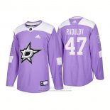 Camiseta Hockey Dallas Stars 47 Alexander Radulov Autentico 2018 Fights Cancer Violeta