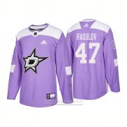 Camiseta Hockey Dallas Stars 47 Alexander Radulov Autentico 2018 Fights Cancer Violeta