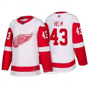 Camiseta Hockey Detroit Red Wings 43 Darren Helm New Outfitted 2018 Blanco