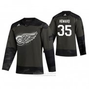 Camiseta Hockey Detroit Red Wings Jimmy Howard 2019 Dia De Los Veteranos Camuflaje