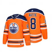 Camiseta Hockey Edmonton Oilers 8 Ty Rattie Autentico Primera 2018 Naranja