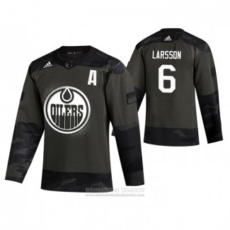 Camiseta Hockey Edmonton Oilers Adam Larsson 2019 Dia De Los Veteranos Camuflaje