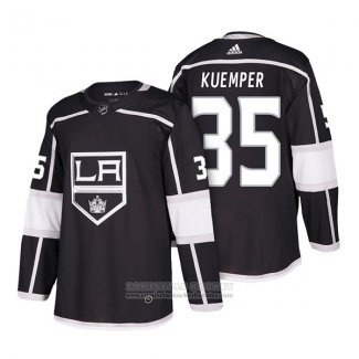 Camiseta Hockey Los Angeles Kings 35 Darcy Kuemper Autentico Primera 2018 Negro