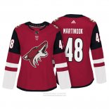 Camiseta Hockey Mujer Arizona Coyotes 48 Jordan Martinook Autentico Jugador Rojo