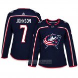 Camiseta Hockey Mujer Columbus Blue Jackets 7 Jack Johnson Adizero Jugador Primera Azul