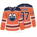 Camiseta Hockey Mujer Edmonton Oilers 97 Connor Mcdavid Autentico Jugador Naranja