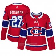 Camiseta Hockey Mujer Montreal Canadiens 27 Alex Galchenyuk Adizero Jugador Primera Rojo