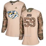 Camiseta Hockey Mujer Nashville Predators 59 Roman Josi Autentico 2017 Dia De Los Veteranos Stitched Camuflaje