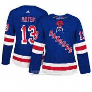 Camiseta Hockey Mujer New York Rangers 13 Kevin Hayes Adizero Jugador Primera Azul