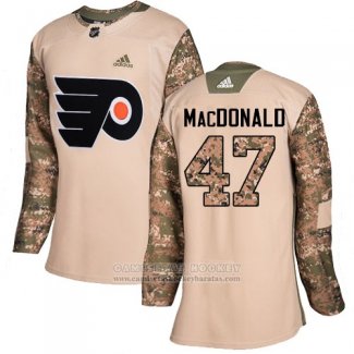 Camiseta Hockey Mujer Philadelphia Flyers 47 Andrew Macdonald Autentico 2017 Dia De Los Veteranos Stitched Camuflaje