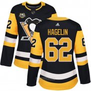 Camiseta Hockey Mujer Pittsburgh Penguins 62 Carl Hagelin 50 Aniversario Primera Premier Negro