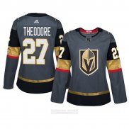 Camiseta Hockey Mujer Vegas Golden Knights 27 Shea Theodore Primera Adizero Gris