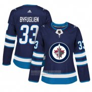 Camiseta Hockey Mujer Winnipeg Jets 33 Dustin Byfuglien Adizero Jugador Primera Azul