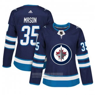 Camiseta Hockey Mujer Winnipeg Jets 35 Steve Mason Adizero Jugador Primera Azul