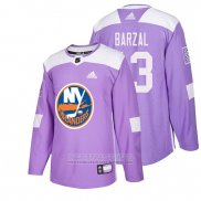 Camiseta Hockey New York Islanders Mathew Barzal 2018 Fights Cancer Violeta