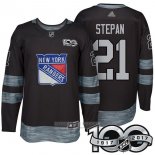 Camiseta Hockey New York Rangers 21 Derek Stepan 2017 100 Aniversario Negro