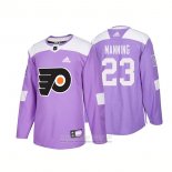 Camiseta Hockey Philadelphia Flyers 23 Brandon Manning Autentico 2018 Fights Cancer Violeta