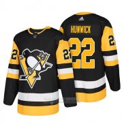 Camiseta Hockey Pittsburgh Penguins 22 Matt Hunwick Autentico Primera 2018 Negro