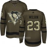 Camiseta Hockey Pittsburgh Penguins 23 Scott Wilson Salute To Service 2018 Verde