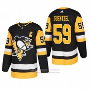 Camiseta Hockey Pittsburgh Penguins 59 Jake Guentzel Primera Autentico Jugador Negro