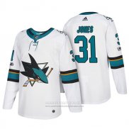 Camiseta Hockey San Jose Sharks 31 Martin Jones 2018 Blanco