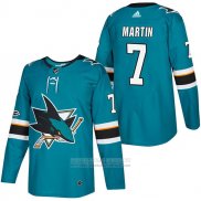 Camiseta Hockey San Jose Sharks 7 Paul Martin Autentico Primera 2018 Verde