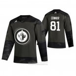 Camiseta Hockey Winnipeg Jets Kyle Connor 2019 Dia De Los Veteranos Camuflaje