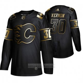 Camiseta Hockey Calgary Flames Mike Vernon Golden Edition Retired Negro