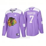 Camiseta Hockey Chicago Blackhawks 7 Brent Seabrook Autentico 2018 Fights Cancer Violeta