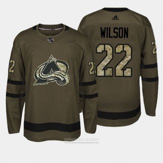 Camiseta Hockey Colorado Avalanche 22 Colin Wilson Verde Salute To Service