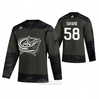 Camiseta Hockey Columbus Blue Jackets David Savard 2019 Dia De Los Veteranos Camuflaje