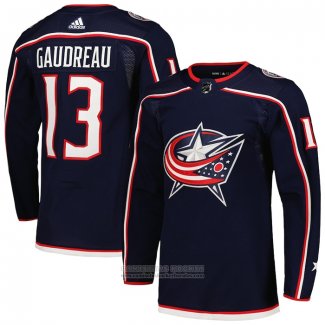 Camiseta Hockey Columbus Blue Jackets Johnny Gaudreau Primera Primegreen Autentico Pro Azul