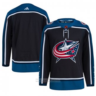 Camiseta Hockey Columbus Blue Jackets Reverse Retro Autentico Blank Negro