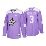 Camiseta Hockey Dallas Stars 3 John Klingberg Autentico 2018 Fights Cancer Violeta