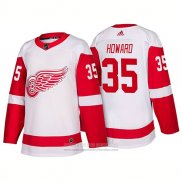 Camiseta Hockey Detroit Red Wings 35 Jimmy Howard New Outfitted 2018 Blanco