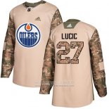 Camiseta Hockey Edmonton Oilers 27 Milan Lucic Camuflaje Autentico 2017 Dia De Los Veteranos Stitched