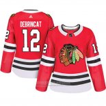 Camiseta Hockey Mujer Chicago Blackhawks 12 Alex Debrincat Adizero Jugador Primera Rojo